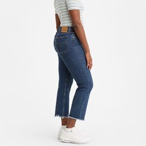 Levi’s Wedgie Straight Below The Belt Medium Wash Raw Hem Jeans Size 25